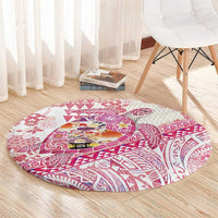 Hawaiian and Japanese Culture Together Round Carpet Tropical Honu with Japanese Elements Pink Color LT03 - Polynesian Pride