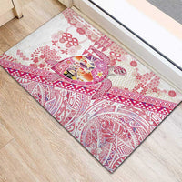 Hawaiian and Japanese Culture Together Rubber Doormat Tropical Honu with Japanese Elements Pink Color LT03 - Polynesian Pride