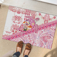 Hawaiian and Japanese Culture Together Rubber Doormat Tropical Honu with Japanese Elements Pink Color LT03 - Polynesian Pride