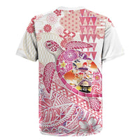 Hawaiian and Japanese Culture Together Rugby Jersey Tropical Honu with Japanese Elements Pink Color LT03 - Polynesian Pride