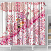 Hawaiian and Japanese Culture Together Shower Curtain Tropical Honu with Japanese Elements Pink Color LT03 - Polynesian Pride