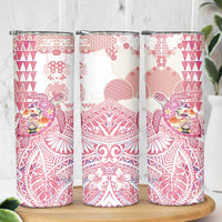 Hawaiian and Japanese Culture Together Skinny Tumbler Tropical Honu with Japanese Elements Pink Color LT03 - Polynesian Pride