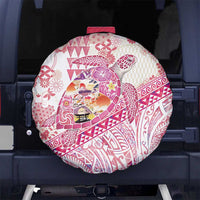 Hawaiian and Japanese Culture Together Spare Tire Cover Tropical Honu with Japanese Elements Pink Color LT03 No hole Pink - Polynesian Pride