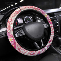 Hawaiian and Japanese Culture Together Steering Wheel Cover Tropical Honu with Japanese Elements Pink Color LT03 Universal Fit Pink - Polynesian Pride