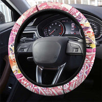 Hawaiian and Japanese Culture Together Steering Wheel Cover Tropical Honu with Japanese Elements Pink Color LT03 - Polynesian Pride