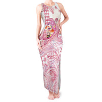 Hawaiian and Japanese Culture Together Tank Maxi Dress Tropical Honu with Japanese Elements Pink Color LT03 Women Pink - Polynesian Pride