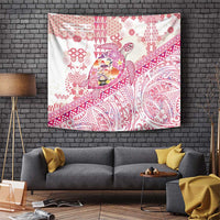 Hawaiian and Japanese Culture Together Tapestry Tropical Honu with Japanese Elements Pink Color LT03 Pink - Polynesian Pride