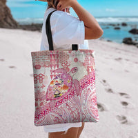 Hawaiian and Japanese Culture Together Tote Bag Tropical Honu with Japanese Elements Pink Color LT03 - Polynesian Pride