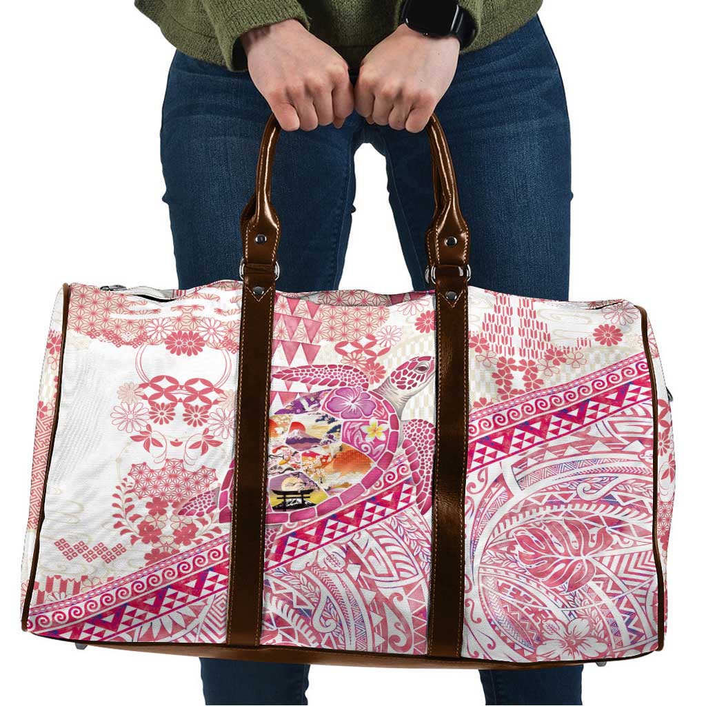 Hawaiian and Japanese Culture Together Travel Bag Tropical Honu with Japanese Elements Pink Color LT03 Pink - Polynesian Pride