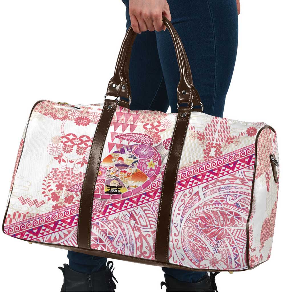 Hawaiian and Japanese Culture Together Travel Bag Tropical Honu with Japanese Elements Pink Color LT03 - Polynesian Pride