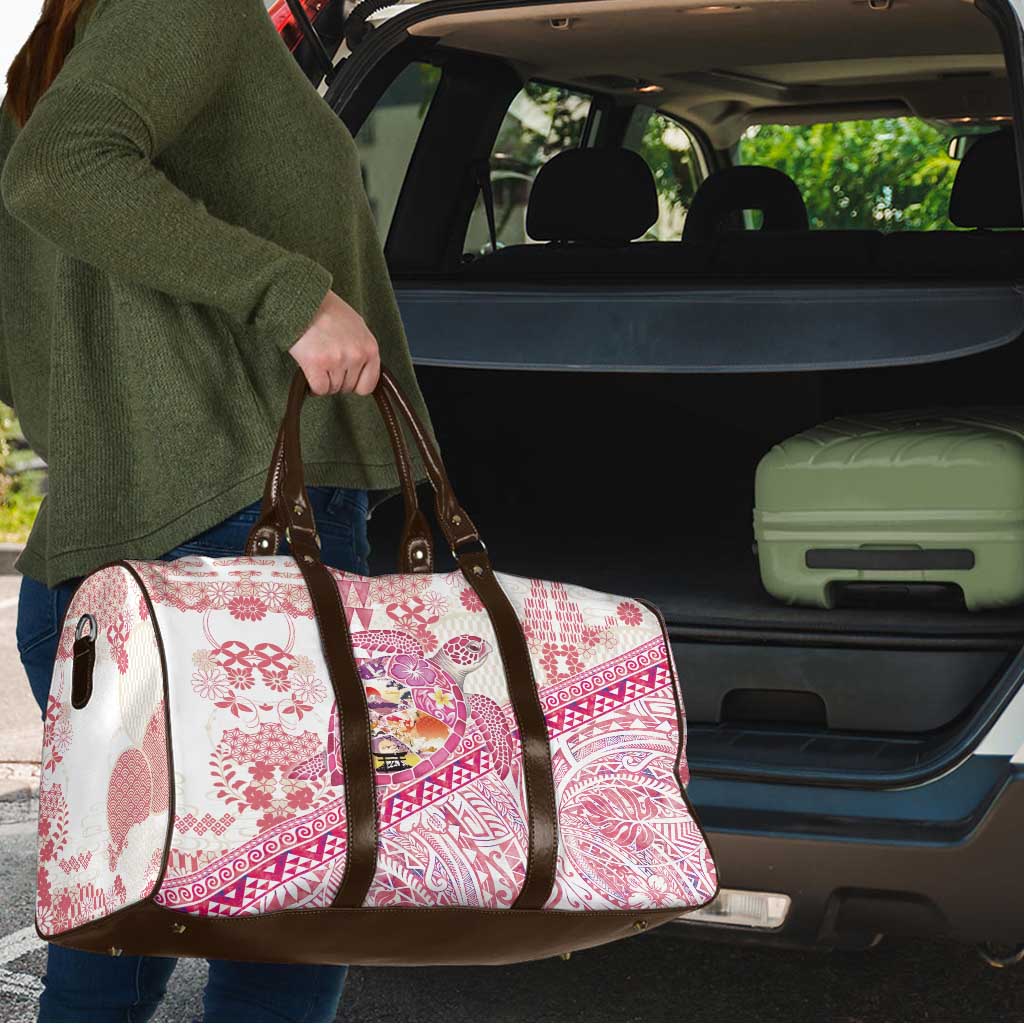 Hawaiian and Japanese Culture Together Travel Bag Tropical Honu with Japanese Elements Pink Color LT03 - Polynesian Pride