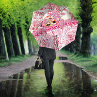 Hawaiian and Japanese Culture Together Umbrella Tropical Honu with Japanese Elements Pink Color