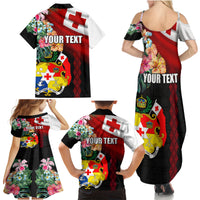 Personalised Tonga Emancipation Day Family Matching Summer Maxi Dress and Hawaiian Shirt Flag Map and Hibiscus Flower Ngatu Pattern LT03 - Polynesian Pride