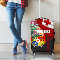 Personalised Tonga Emancipation Day Luggage Cover Flag Map and Hibiscus Flower Ngatu Pattern LT03 - Polynesian Pride