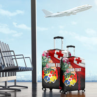 Personalised Tonga Emancipation Day Luggage Cover Flag Map and Hibiscus Flower Ngatu Pattern LT03 - Polynesian Pride
