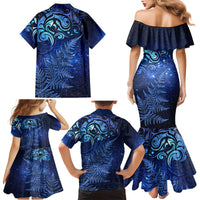 New Zealand Matariki Family Matching Mermaid Dress and Hawaiian Shirt Maori Pattern and Silver Fern LT03 - Polynesian Pride