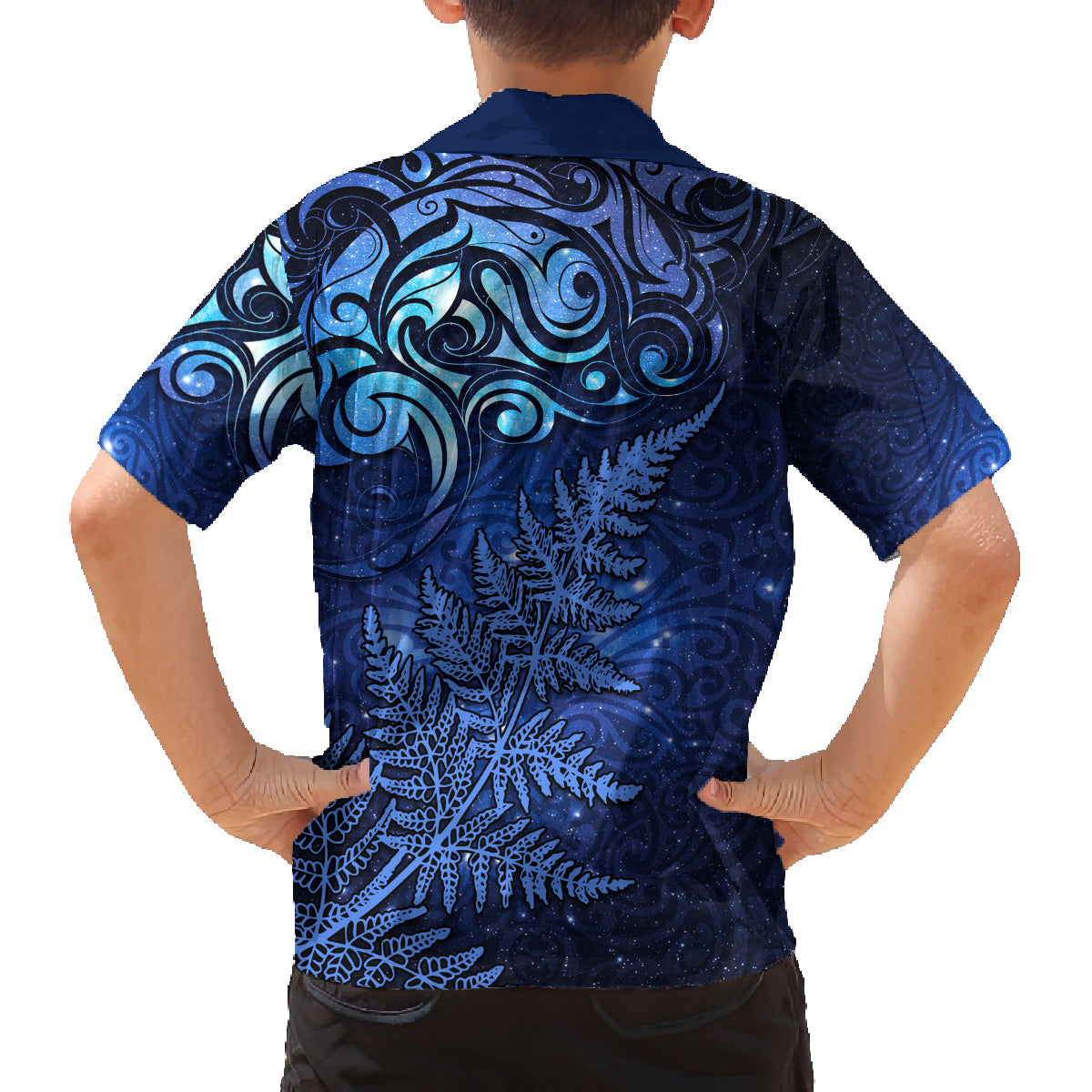 New Zealand Matariki Family Matching Puletasi and Hawaiian Shirt Maori Pattern and Silver Fern LT03 - Polynesian Pride