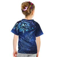 New Zealand Matariki Kid T Shirt Maori Pattern and Silver Fern LT03 - Polynesian Pride