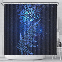 New Zealand Matariki Shower Curtain Maori Pattern and Silver Fern