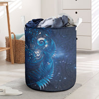 Aotearoa New Zealand New Year Laundry Basket Tribal Koru Tattoo Blue Galaxy Maori Silver Fern LT03 Blue - Polynesian Pride