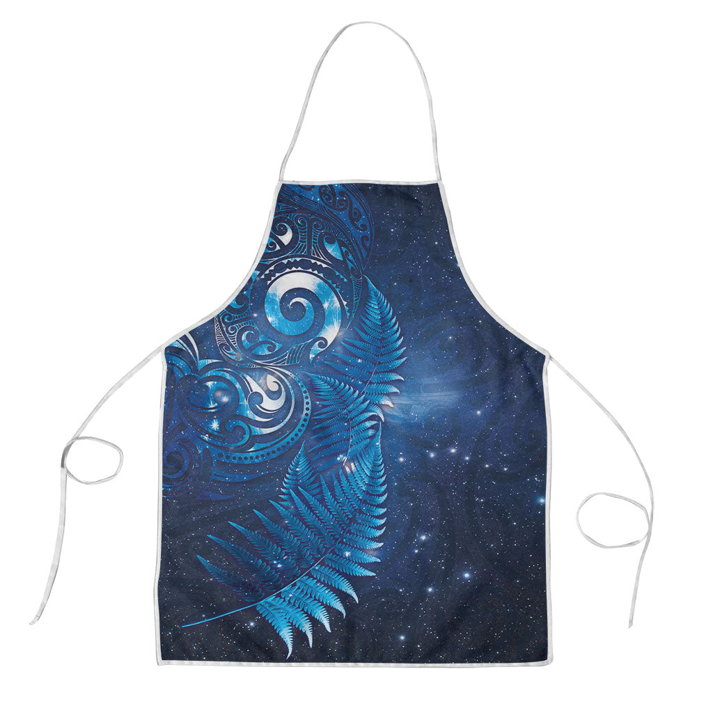 Aotearoa New Zealand New Year Apron Tribal Koru Tattoo Blue Galaxy Maori Silver Fern LT03 Blue - Polynesian Pride
