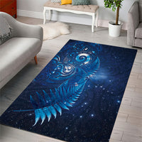 Aotearoa New Zealand New Year Area Rug Tribal Koru Tattoo Blue Galaxy Maori Silver Fern LT03 - Polynesian Pride