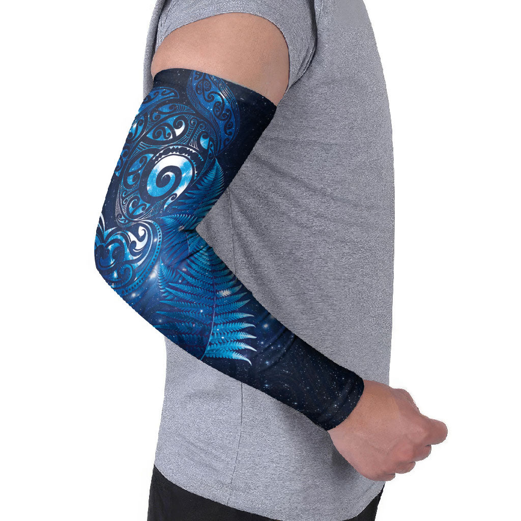 Aotearoa New Zealand New Year Arm Sleeves Tribal Koru Tattoo Blue Galaxy Maori Silver Fern LT03 - Polynesian Pride