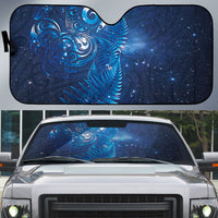 Aotearoa New Zealand New Year Auto Sun Shade Tribal Koru Tattoo Blue Galaxy Maori Silver Fern LT03 Blue - Polynesian Pride