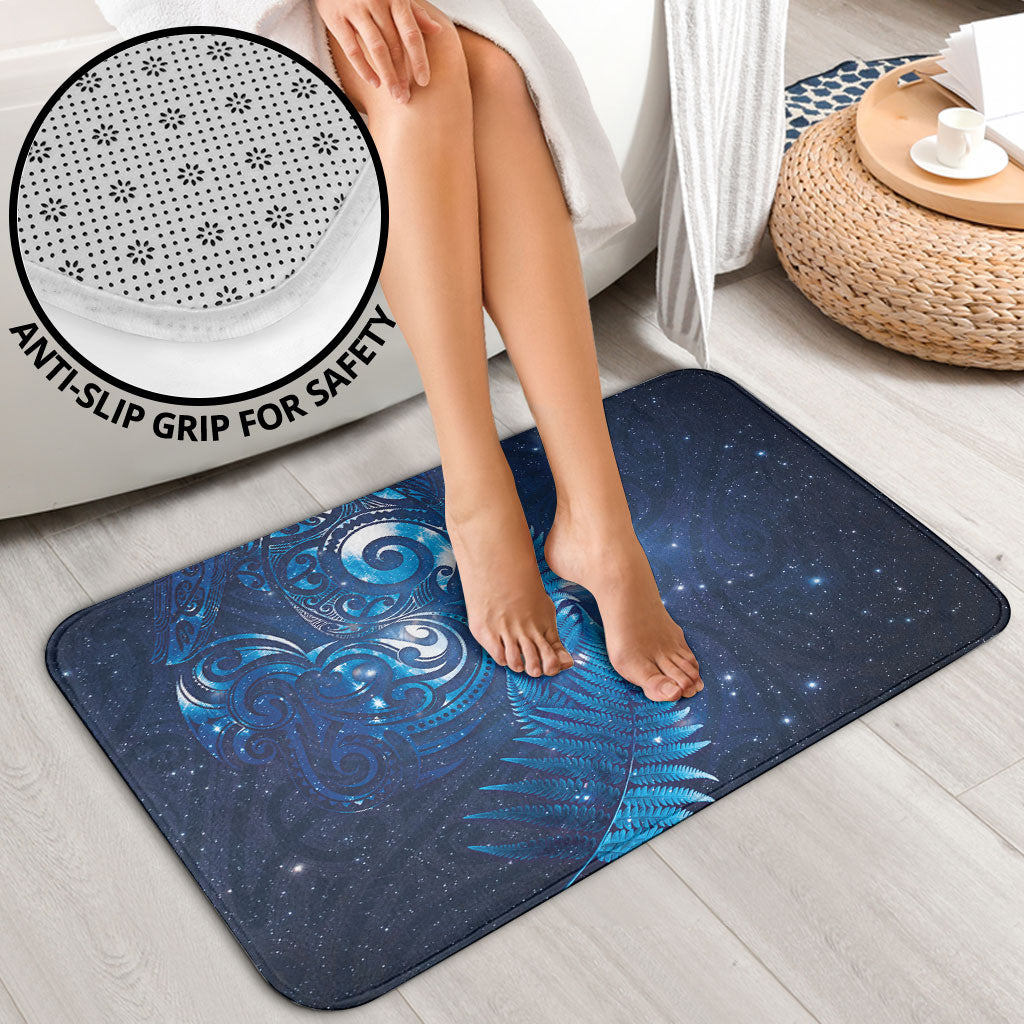 Aotearoa New Zealand New Year Bathroom Set Tribal Koru Tattoo Blue Galaxy Maori Silver Fern LT03 - Polynesian Pride