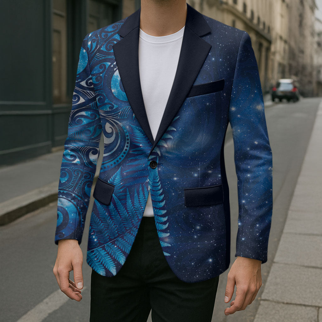 Aotearoa New Zealand New Year Blazer Tribal Koru Tattoo Blue Galaxy Maori Silver Fern LT03 - Polynesian Pride