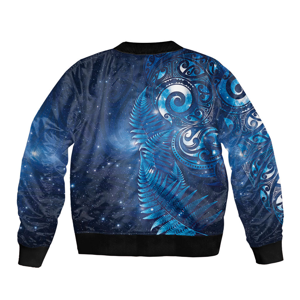 Aotearoa New Zealand New Year Bomber Jacket Tribal Koru Tattoo Blue Galaxy Maori Silver Fern LT03 - Polynesian Pride