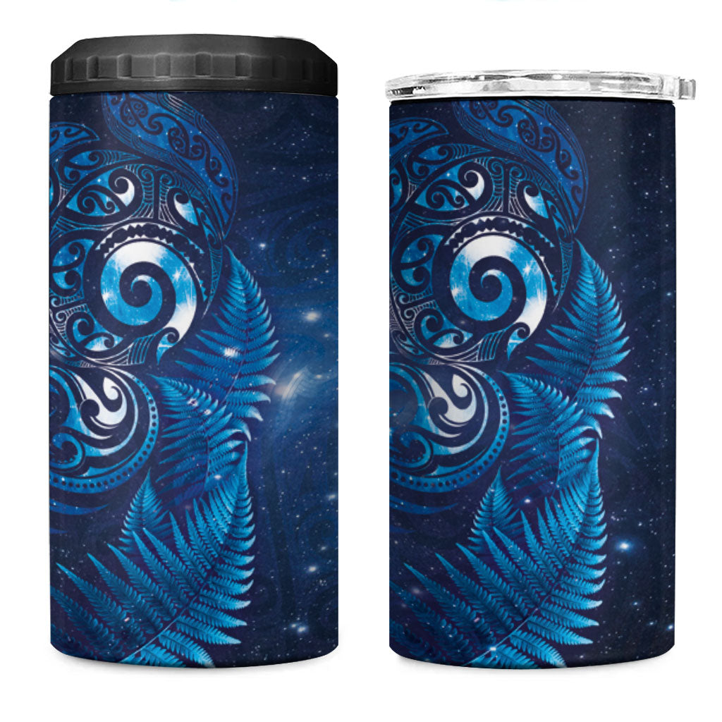 Aotearoa New Zealand New Year 4 in 1 Can Cooler Tumbler Tribal Koru Tattoo Blue Galaxy Maori Silver Fern LT03 One Size: 16 oz Blue - Polynesian Pride