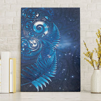 Aotearoa New Zealand New Year Canvas Wall Art Tribal Koru Tattoo Blue Galaxy Maori Silver Fern LT03 Without Frame Blue - Polynesian Pride