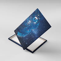 Aotearoa New Zealand New Year Canvas Wall Art Tribal Koru Tattoo Blue Galaxy Maori Silver Fern LT03 With Frame Blue - Polynesian Pride