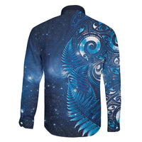 Aotearoa New Zealand New Year Family Matching Puletasi and Hawaiian Shirt Tribal Koru Tattoo Blue Galaxy Maori Silver Fern LT03 - Polynesian Pride