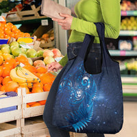 Aotearoa New Zealand New Year Grocery Bag Tribal Koru Tattoo Blue Galaxy Maori Silver Fern LT03 - Polynesian Pride
