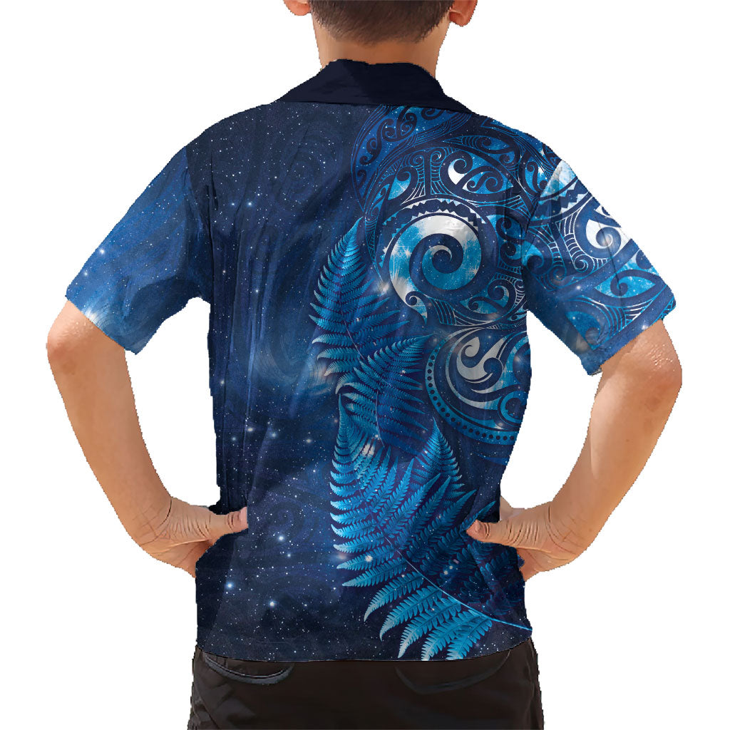 Aotearoa New Zealand New Year Hawaiian Shirt Tribal Koru Tattoo Blue Galaxy Maori Silver Fern LT03 - Polynesian Pride