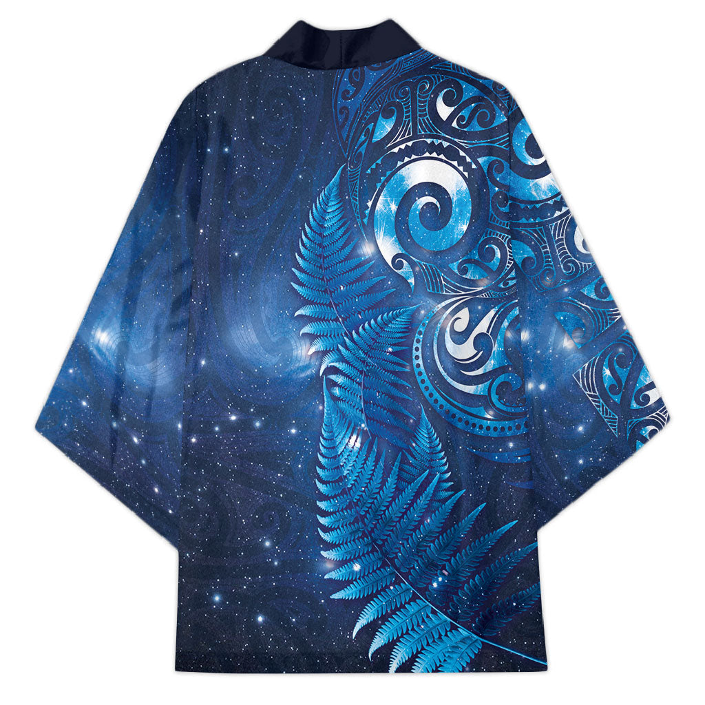 Aotearoa New Zealand New Year Kimono Tribal Koru Tattoo Blue Galaxy Maori Silver Fern LT03 - Polynesian Pride