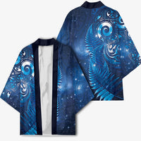 Aotearoa New Zealand New Year Kimono Tribal Koru Tattoo Blue Galaxy Maori Silver Fern LT03 - Polynesian Pride