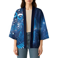 Aotearoa New Zealand New Year Kimono Tribal Koru Tattoo Blue Galaxy Maori Silver Fern LT03 - Polynesian Pride