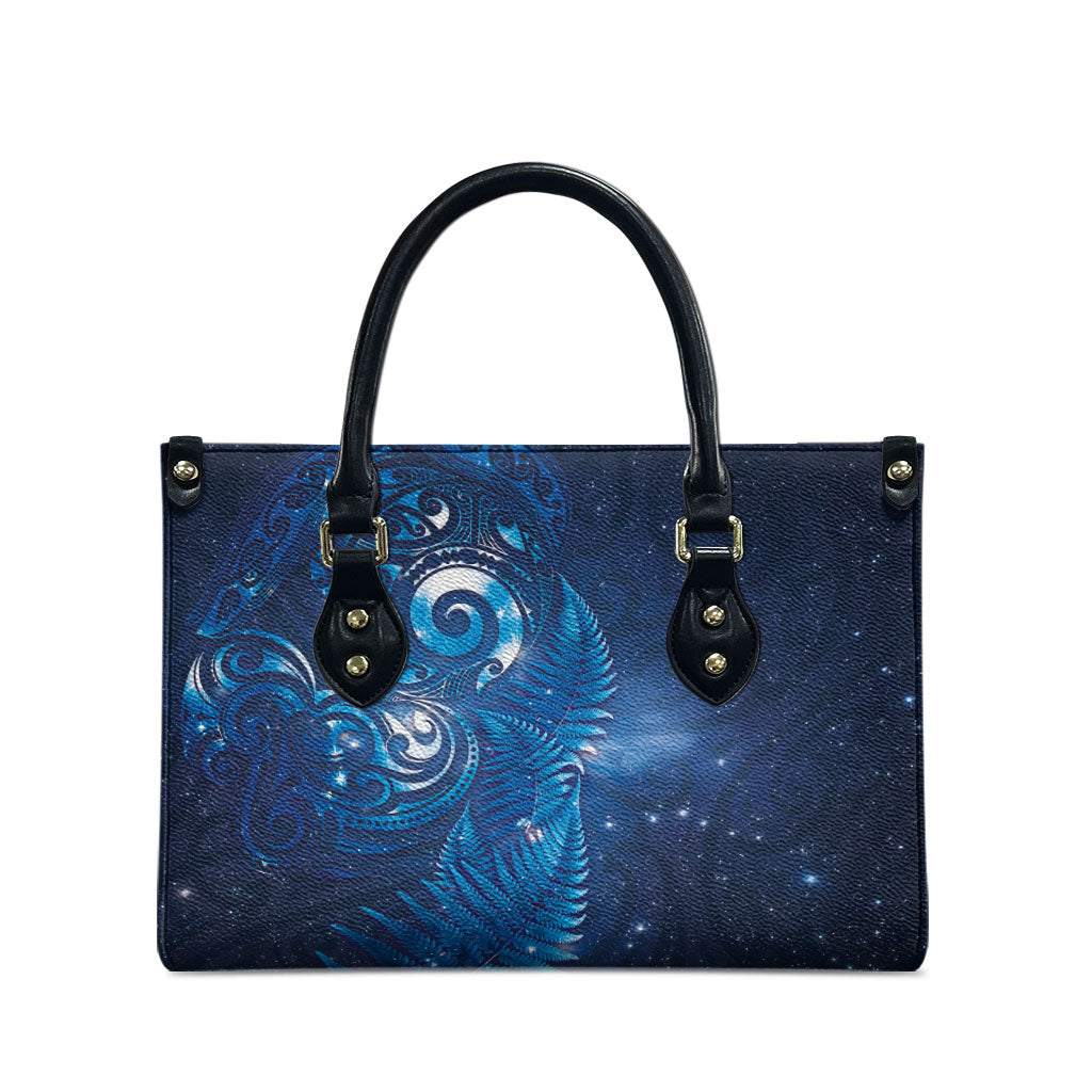 Aotearoa New Zealand New Year Leather Bag Tribal Koru Tattoo Blue Galaxy Maori Silver Fern LT03 - Polynesian Pride