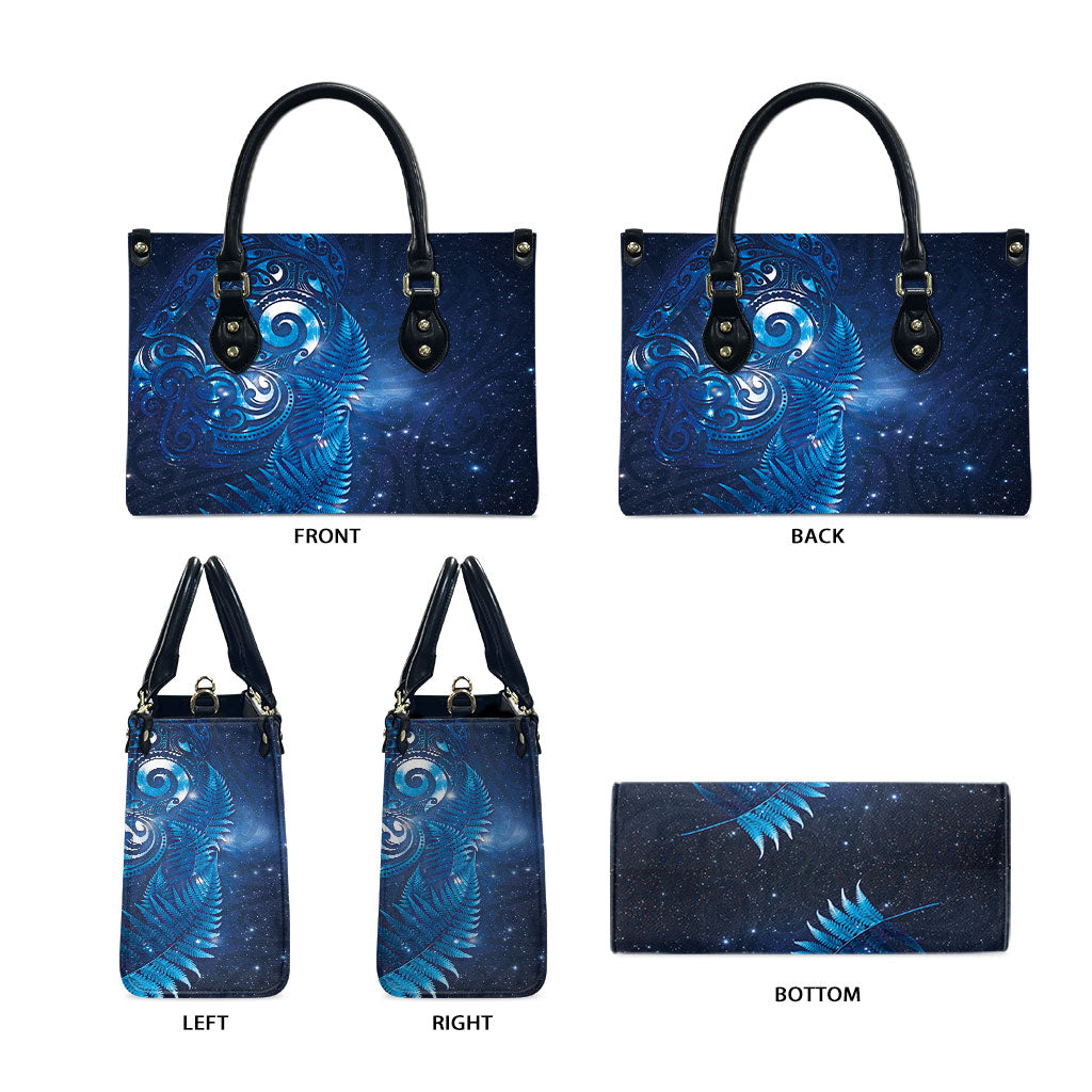 Aotearoa New Zealand New Year Leather Bag Tribal Koru Tattoo Blue Galaxy Maori Silver Fern LT03 - Polynesian Pride
