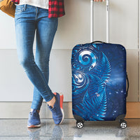 Aotearoa New Zealand New Year Luggage Cover Tribal Koru Tattoo Blue Galaxy Maori Silver Fern LT03 - Polynesian Pride
