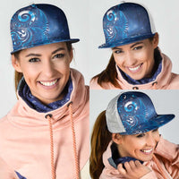 Aotearoa New Zealand New Year Mesh Trucker Cap Tribal Koru Tattoo Blue Galaxy Maori Silver Fern LT03 - Polynesian Pride
