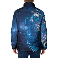 Aotearoa New Zealand New Year Padded Jacket Tribal Koru Tattoo Blue Galaxy Maori Silver Fern LT03 - Polynesian Pride