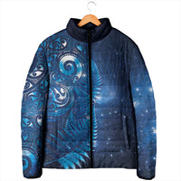 Aotearoa New Zealand New Year Padded Jacket Tribal Koru Tattoo Blue Galaxy Maori Silver Fern LT03 - Polynesian Pride
