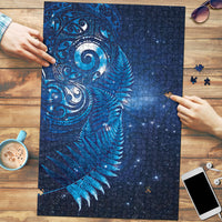 Aotearoa New Zealand New Year Puzzle Tribal Koru Tattoo Blue Galaxy Maori Silver Fern LT03 Blue - Polynesian Pride