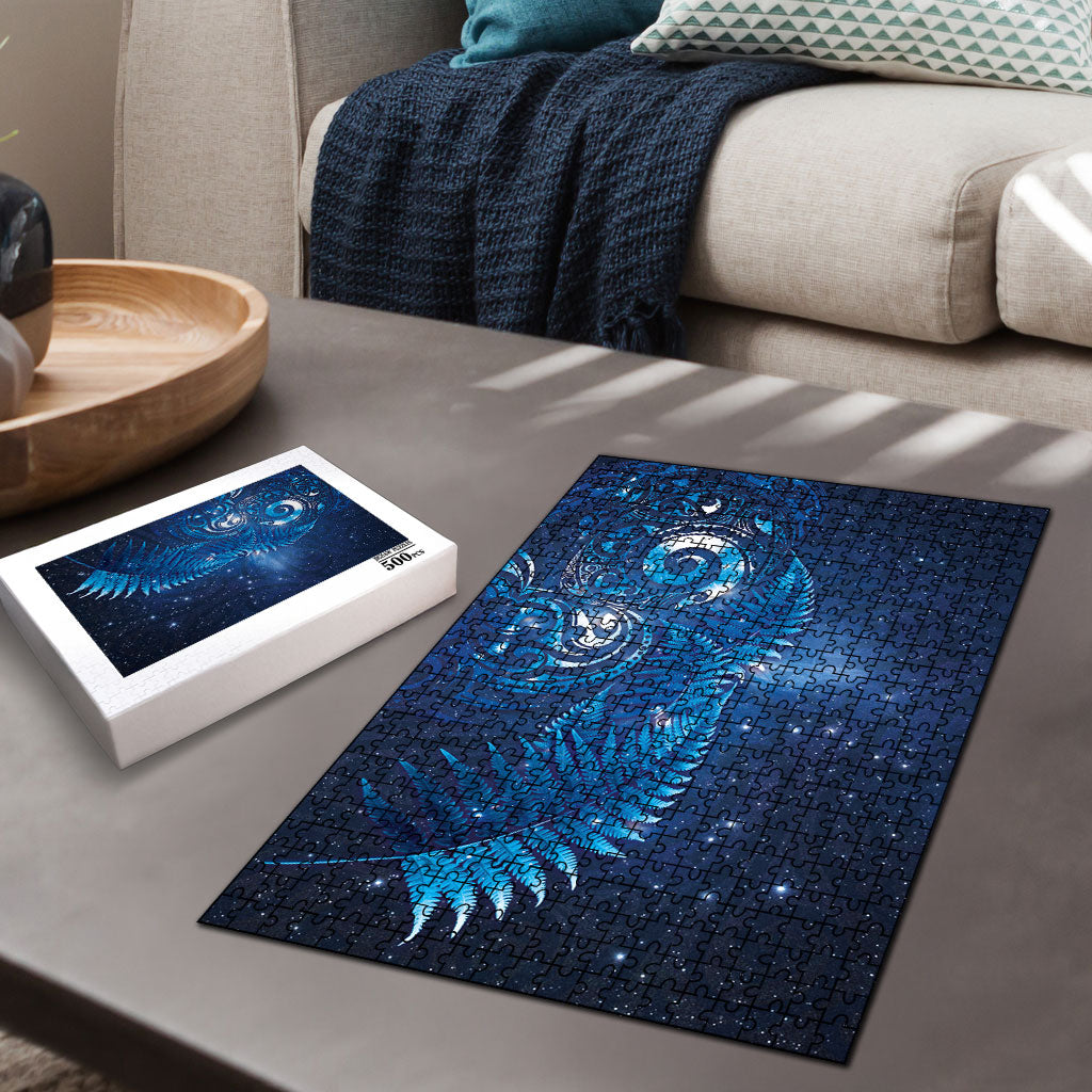 Aotearoa New Zealand New Year Puzzle Tribal Koru Tattoo Blue Galaxy Maori Silver Fern LT03 - Polynesian Pride