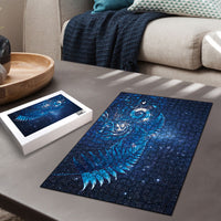 Aotearoa New Zealand New Year Puzzle Tribal Koru Tattoo Blue Galaxy Maori Silver Fern LT03 - Polynesian Pride