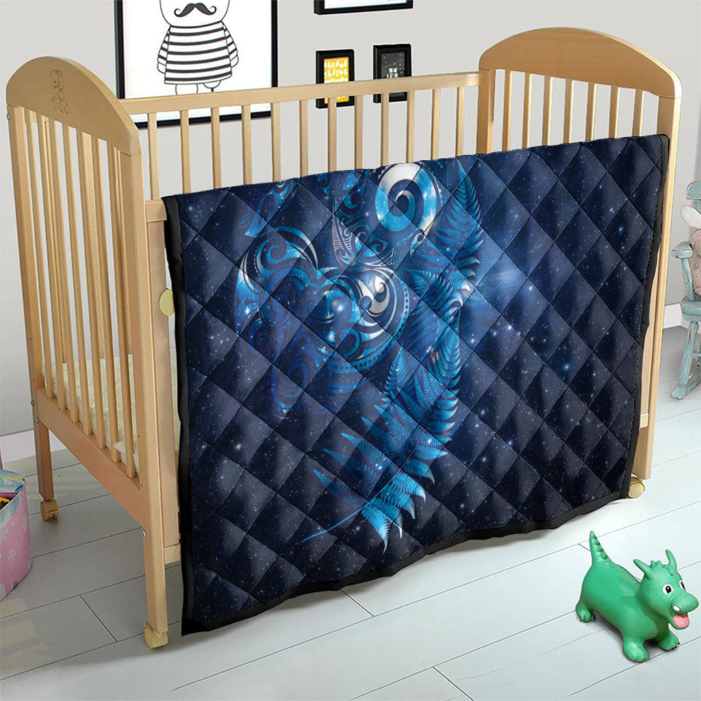 Aotearoa New Zealand New Year Quilt Tribal Koru Tattoo Blue Galaxy Maori Silver Fern LT03 - Polynesian Pride